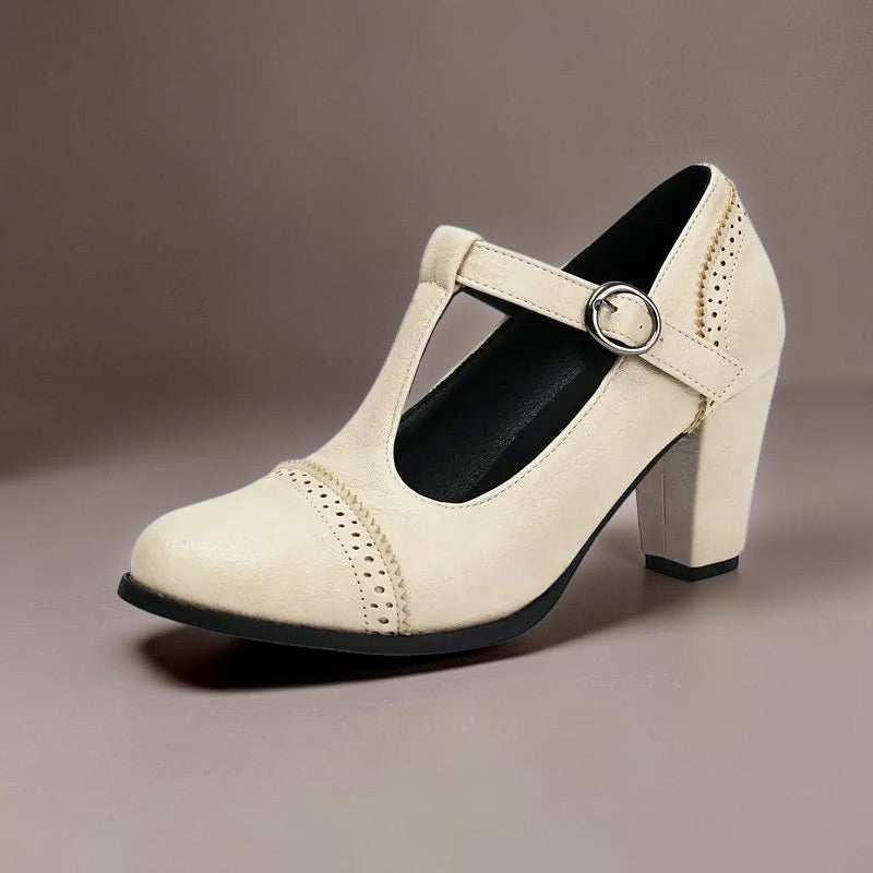 NUALA CORK | Sandrine Brogue T-Bar Heels