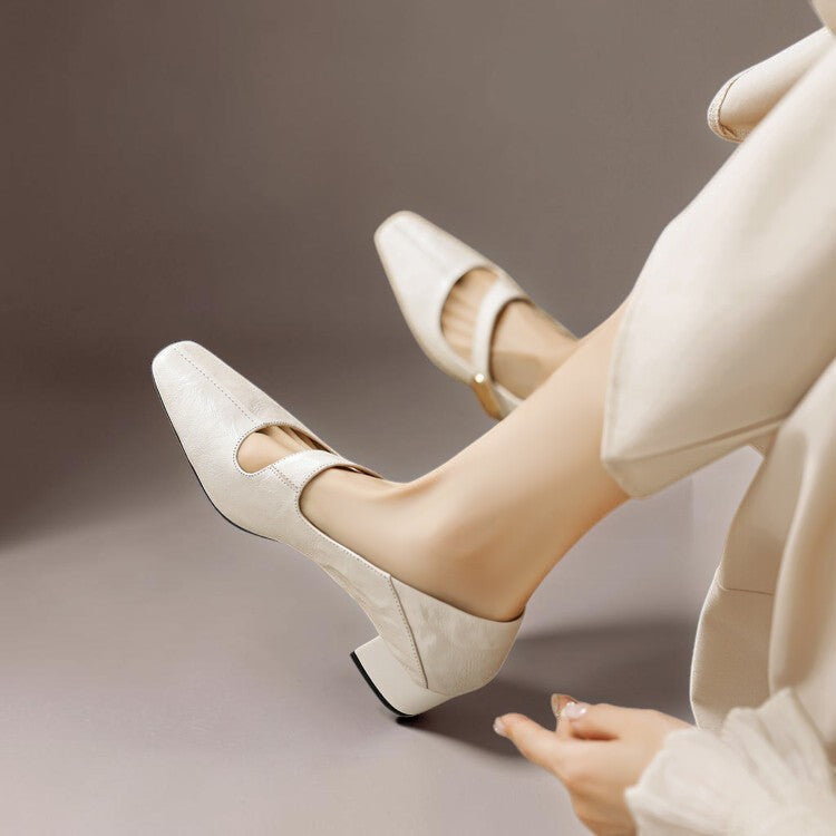 NUALA CORK | Juliette Square-Toe Gold-Detail Mary Janes