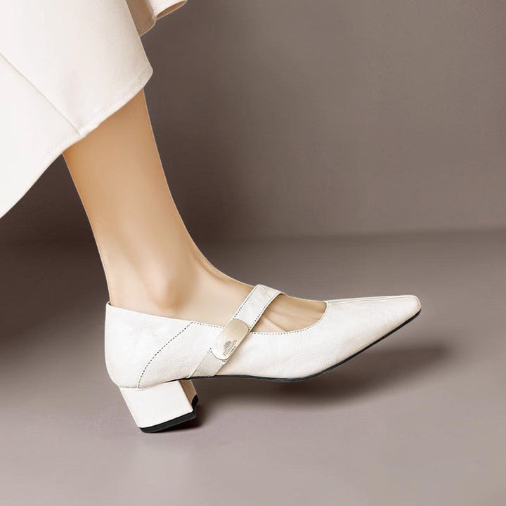 NUALA CORK | Juliette Square-Toe Gold-Detail Mary Janes