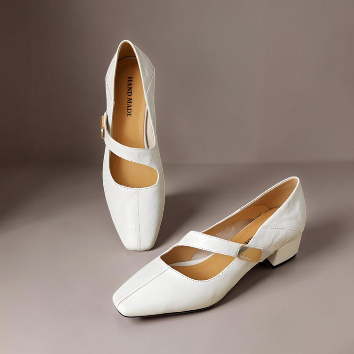 NUALA CORK | Juliette Square-Toe Gold-Detail Mary Janes