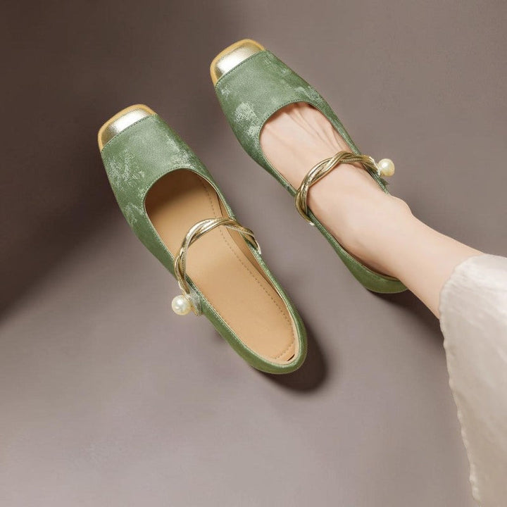 NUALA CORK | Léa Pearl-Detail Square-Toe Heels