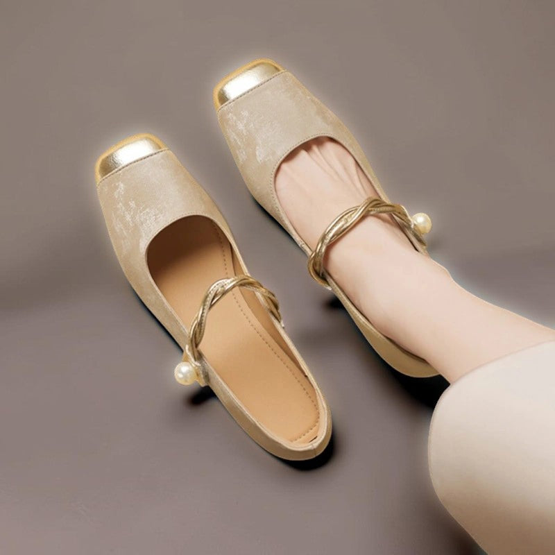 NUALA CORK | Léa Pearl-Detail Square-Toe Heels