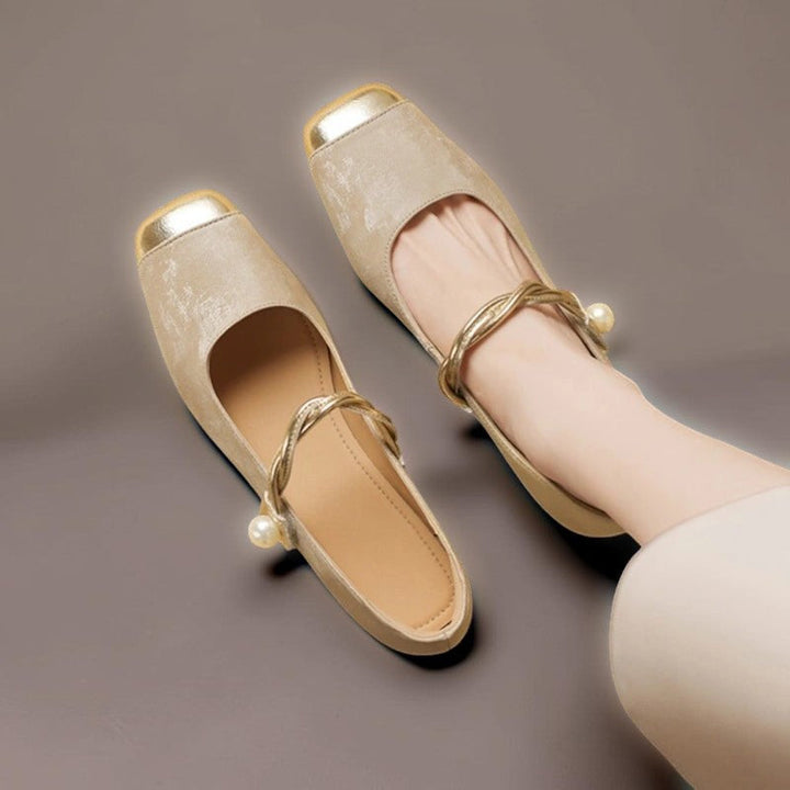 NUALA CORK | Léa Pearl-Detail Square-Toe Heels