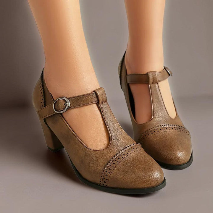 NUALA CORK | Sandrine Brogue T-Bar Heels
