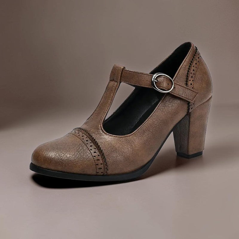 NUALA CORK | Sandrine Brogue T-Bar Heels