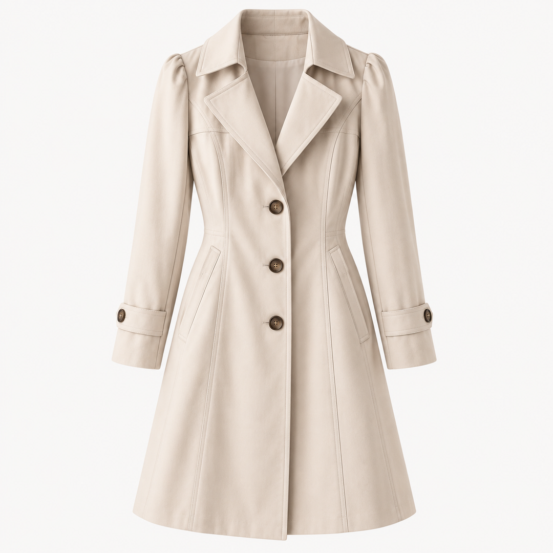 Women's Vintage-Style Fitted Trench Coat
