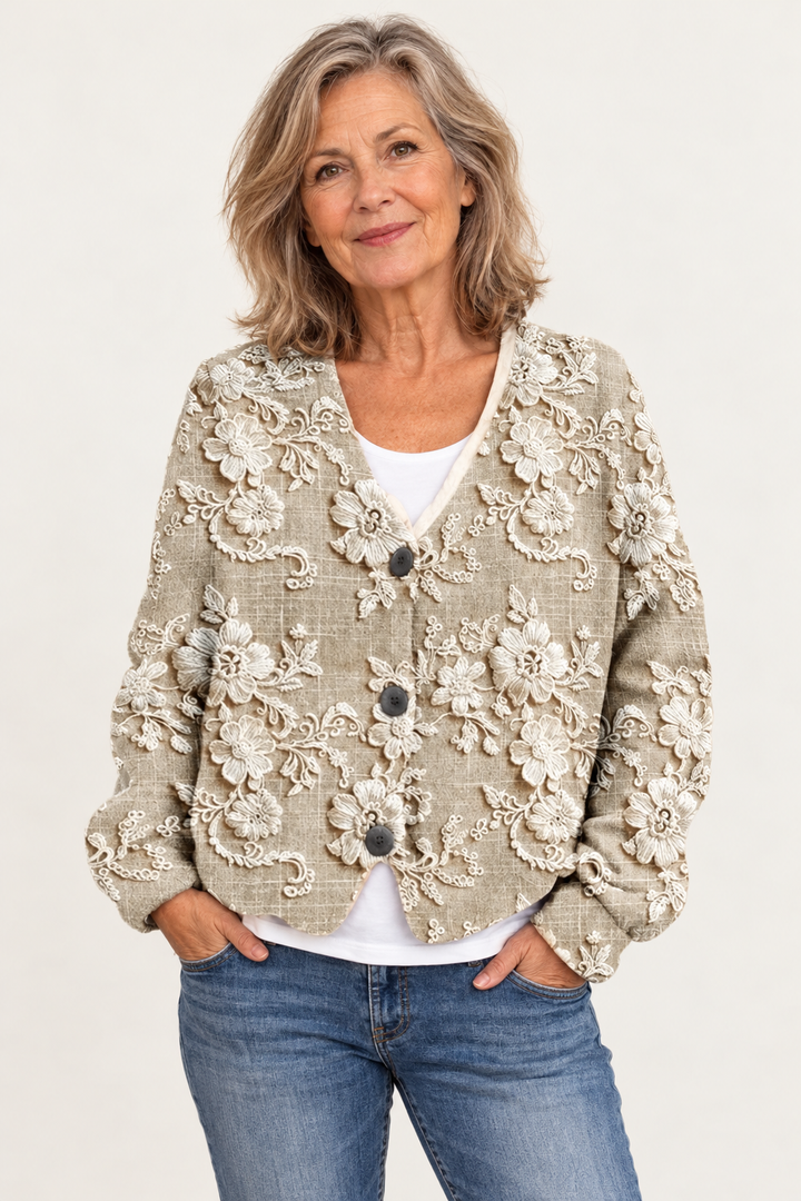 Women's Floral Button Jacket – Relaxed Fit