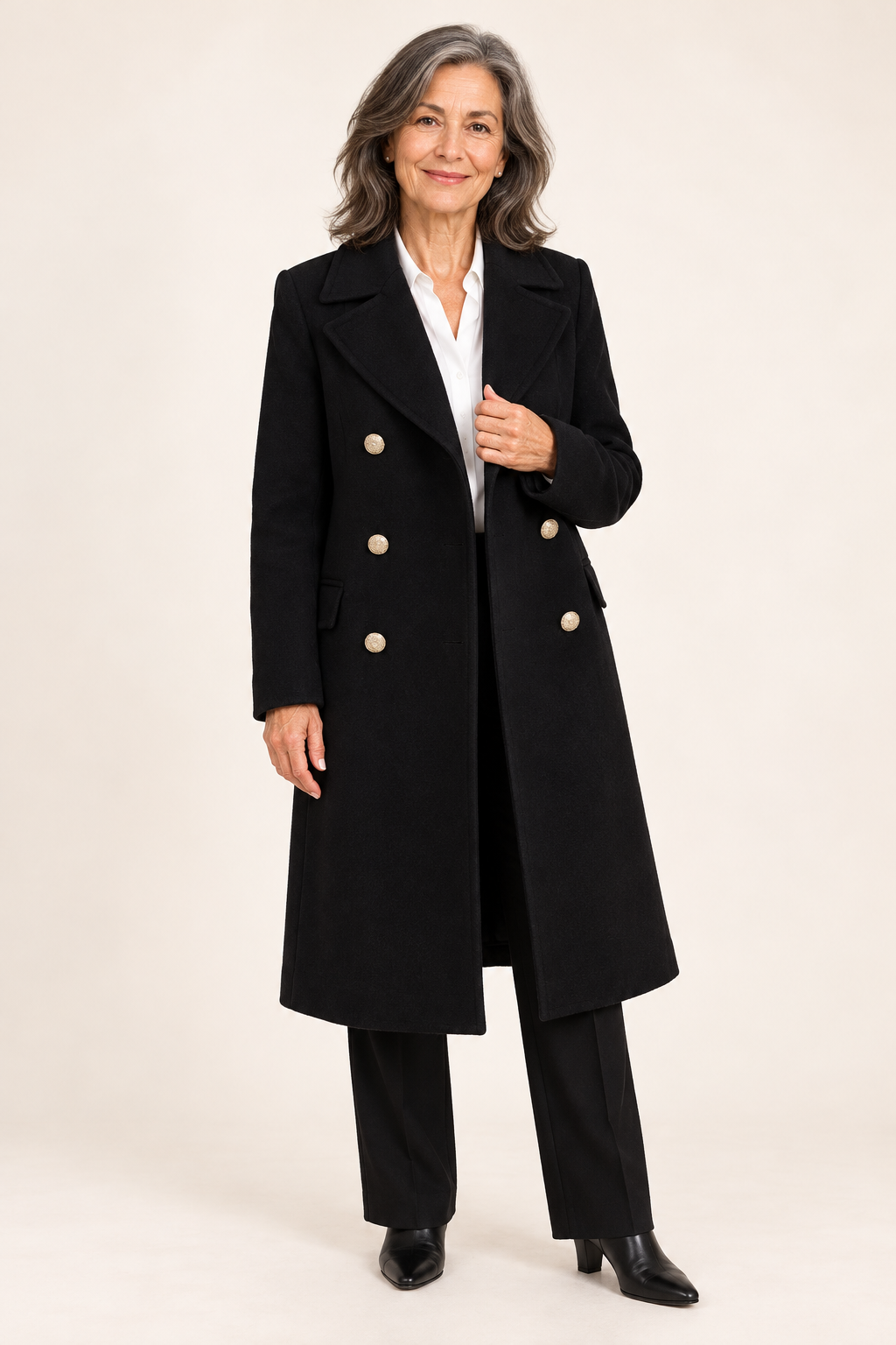Women's Long Wool Blend Button Coat